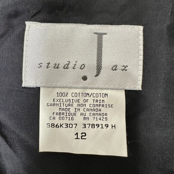 Studio Jax Black Vest Velvet Full Zip Minimalist Y2K Cotton Canada Size 12 - Picture 4 of 9